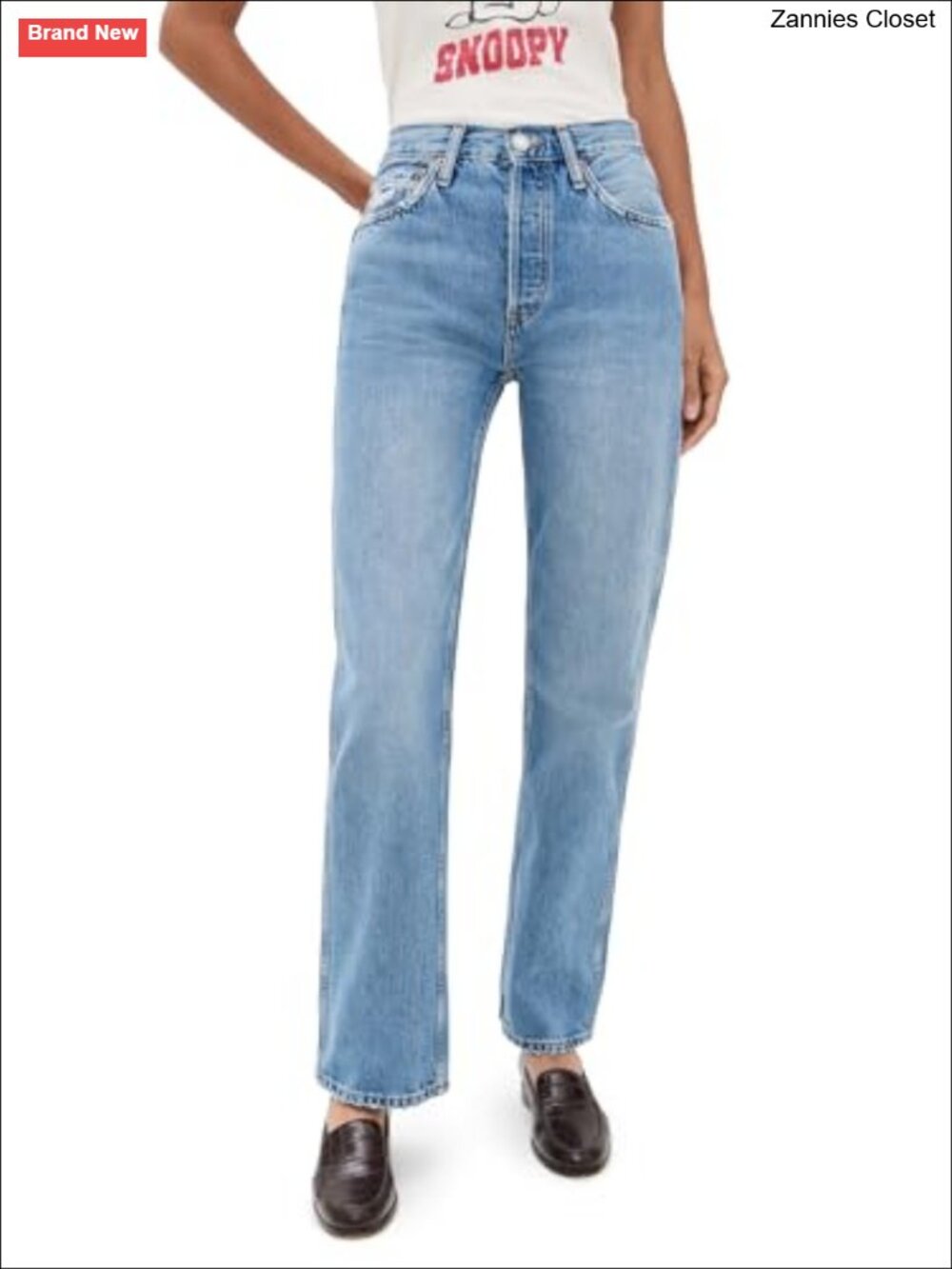 High Rise Rigid Loose Jeans 90s Distressed Wide Leg Denim